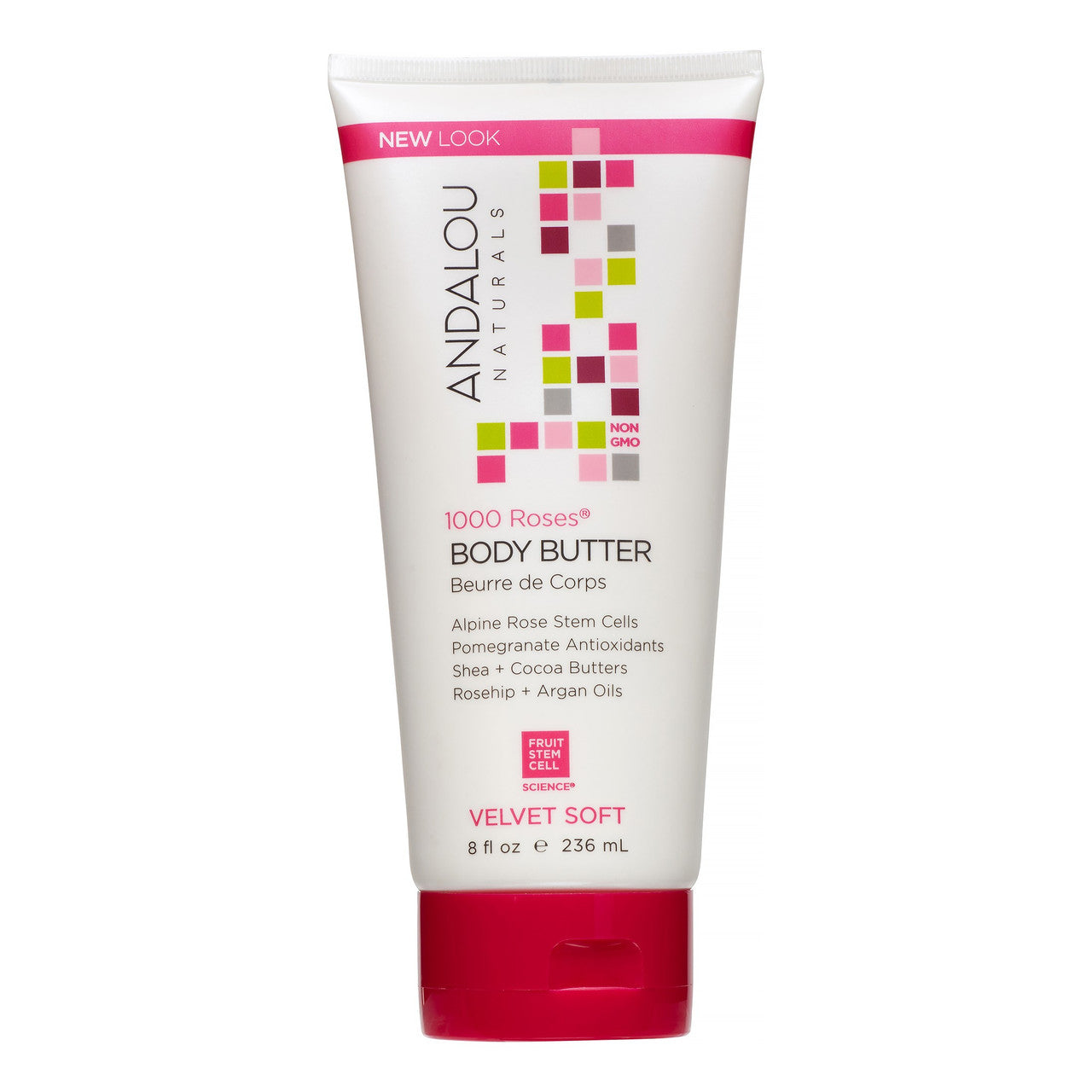 Andalou Naturals Velvet Soft 1000 Roses Body Butter, 8 Oz